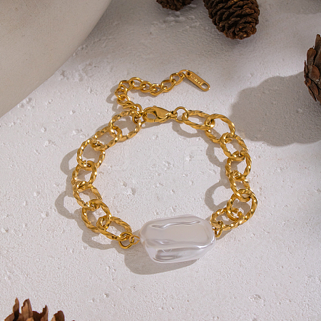 Elegant Rectangle Elegant Baroque Pearl Bead Link Bracelets SX2805-3-1