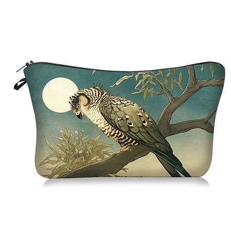 Bird Print Polyester Cosmetic Zipper Pouches PW-WG30A57-02-1