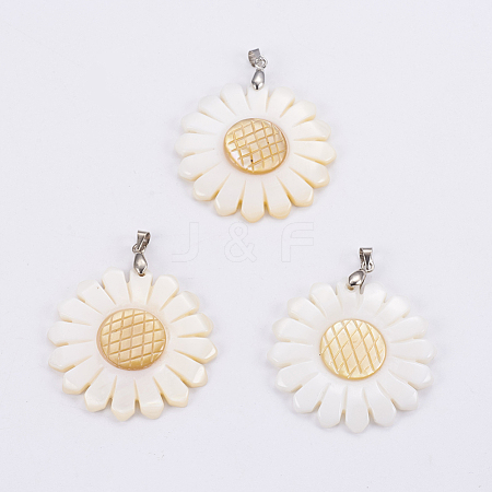 White Shell Pendants SSHEL-L008-36P-1