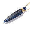 Dyed Natural Lapis Lazuli Bullet Shaped Perfume Bottle Pendant Necklaces G-B089-02G-09-3