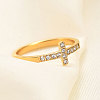 Cross Stainless Steel Micro Pave Clear Cubic Zirconia Finger Rings for Women FS-WG88B59-04-2