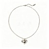 Stainless Steel Textured Puffy Heart Pendant Necklaces for Valentine's Day EI9252-4-1