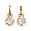 Heart with Flat Round Brass Micro Pave Clear Cubic Zirconia Hoop Earrings KK-D363-11B-G-2
