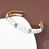 304 Stainless Steel Enamel Cuff Bangles for Women BJEW-H637-02B-G-3