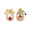 Christmas Alloy Colorful Rhinestone & Plastic Asymmetrical Stud Earrings for Women LS-EJEW-M256-02A-G-1