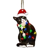 Christmas Cat Shape Acrylic Pendant Decoration HJEW-E007-01G-07-1