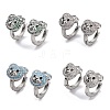 Bear Rack Plating Brass Cubic Zirconia Hoop Earrings for Women EJEW-K245-02P-1