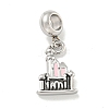 304 Stainless Steel Pink Enamel European Dangle Charms STAS-U005-13P-1