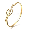 201 Stainless Steel Flat Round Link Bangles for Women LS-BJEW-R014-01G-04-4