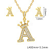 Brass Micro Pave Clear Cubic Zirconia Pendant Necklaces & Stud Earrings Sets FS-WG8C370-01-1