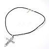 Couples Leather Alloy Cross Pendant Necklaces X-NJEW-L401-35-5