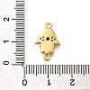 Brass Micro Pave Clear & Blue Cubic Zirconia Religion Hamsa Hand with Eye Connector Charms KK-Q043-10G-3