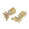 Mother's Day Brass Micro Pave Cubic Zirconia Word Mom Links Connector Charms KK-D235-03G-02-2