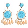 Bohemian Vacation Style Raffia Shell Earrings Vintage Handmade Woven Ear Drops GM6430-1-1