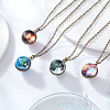 4Pcs 4 Style Luminous Glass Round Planet Pendant Necklaces Set NJEW-FI0001-02-7