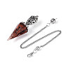 Natural Red Jasper Chip & Epoxy Resin Dowsing Pendulum Big Pendants AJEW-N004-01G-2