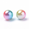 Rainbow Acrylic Imitation Pearl Beads OACR-R065-6mm-07-2