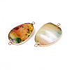 Brass Pave Dyed Natural Agate Connector Charms G-T139-97-2