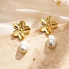 Flower 304 Stainless Steel Stud Earrings EJEW-Z065-13G-1