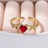 Rack Plating Brass Micro Pave Cubic Zirconia Open Cuff Finger Rings for Women RJEW-M028-90G-1