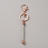 Zinc Alloy Bar Beadable Keychains Clasps KEYC-WH0030-86RG-1