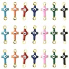 28Pcs 7 Colors Brass Enamel Connector Charms KK-FS0002-04-1