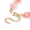 Synthetic Cherry Quartz Glass Heart Beaded Bracelet BJEW-JB08697-05-5