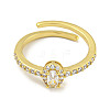 Oval Rack Plating Brass Micro Pave Cubic Zirconia Adjustable Rings for Women RJEW-F162-03G-01-2