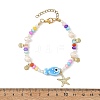 Ocean 304 Stainless Steel Starfish Shell Shape Charm Bracelets BJEW-JB14275-4