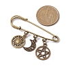 Tibetan Style Alloy Star Moon Sun Charms Kilt Pins Brooch JEWB-BR00172-3