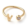 Brass Micro Pave Clear Cubic Zirconia Cuff Rings RJEW-J074-01G-V-1