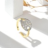 Brass Micro Pave Clear Cubic Zirconia Cuff Finger Rings for Women RJEW-B112-02GP-1