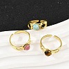 316 Stainless Steel with Natural Mixed Gemstone Cuff Rings RJEW-Z098-01G-05-2