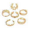 6Pcs 6 Styles Brass Micro Pave Cubic Zirconia Cuff Rings RJEW-LS0001-42G-4