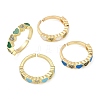 Brass Micro Pave Clear Cubic Zirconia Enamel Cuff Rings for Women RJEW-L113-033G-4