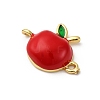 Brass Red Enamel Connector Charms KK-I276-13G-02-2