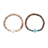 2Pcs Cross Natural Coconut & Synthetic Turquoise Beads Stretch Bracelets for Women BJEW-JB11388-2