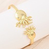 Marine Organism Brass Cuff Bangles for Women BJEW-D368-03I-G-3