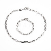 304 Stainless Steel Link Chain Necklaces & Bracelets Sets SJEW-JS01192-6