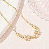 Brass Pave Clear Cubic Zirconia Flower Link Bracelets KK-CBA6980-24G-2