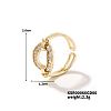 Minimalist Hollow Design Brass Ring with Rhinestone BI4786-2-1