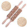 Flower Print Wood Rolling Pin AJEW-WH0528-06-1-1