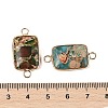 Brass Pave Natural Imperial Jasper Connector Charms KK-R214-05KCG-3