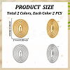 2 Pairs 2 Colors Oval Brass Studs Earrings for Women KK-UN0004-93-3