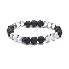 4Pcs 4 Style Natural Lava Rock & Synthetic Hematite Beaded Stretch Bracelets Set BJEW-JB08480-4