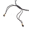 Natural Agate & Brass Clover Beaded Cord Bracelet BJEW-JB08366-02-5