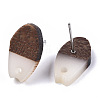 Opaque Resin & Walnut Wood Stud Earring Findings MAK-N032-010A-B04-3