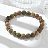 Natural Unakite Round Beaded Stretch Bracelets GG-CBA12F1-02A-07-2