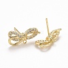 Rack Plating Brass Micro Pave Cubic Zirconia Earring Findings KK-C237-07G-2