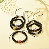 Natural Lava Rock & Acrylic Braided Bead Bracelet BJEW-JB08554-2